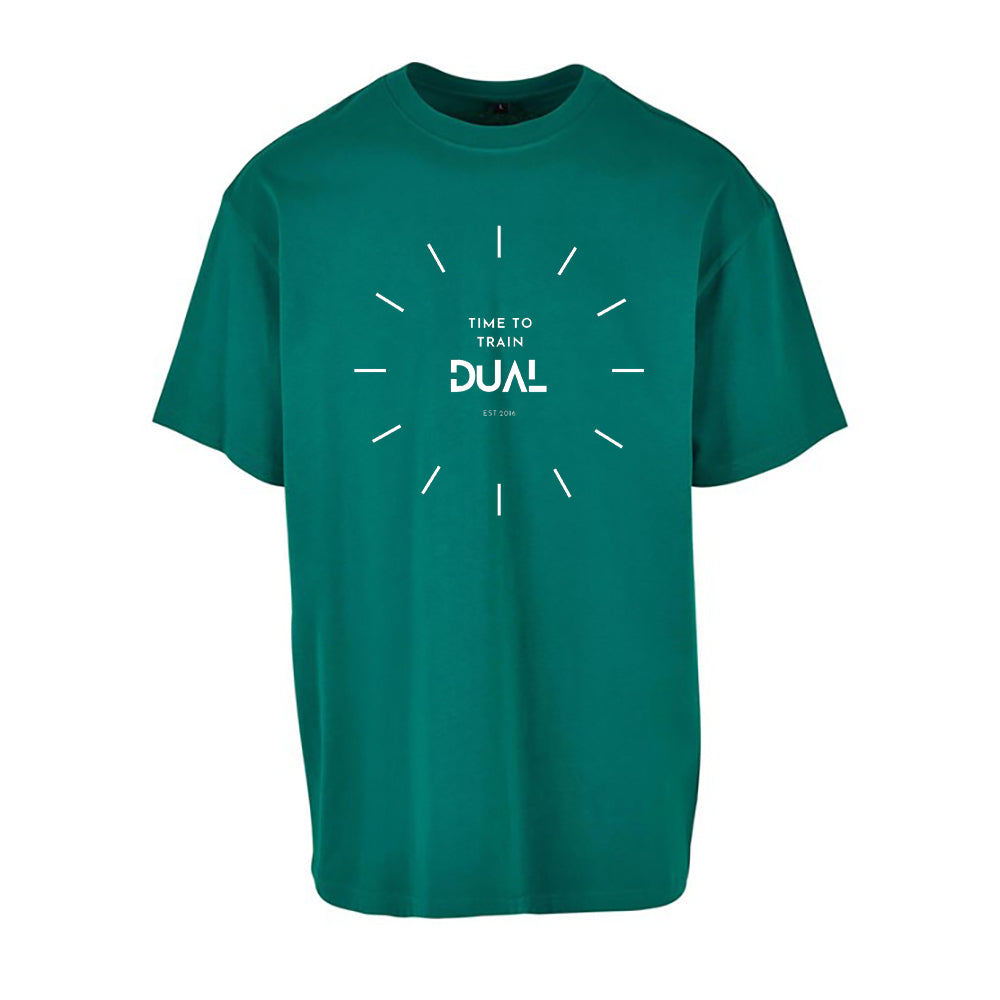 Dual Fitness Clock Print - Oversized Heavyweight T shirt