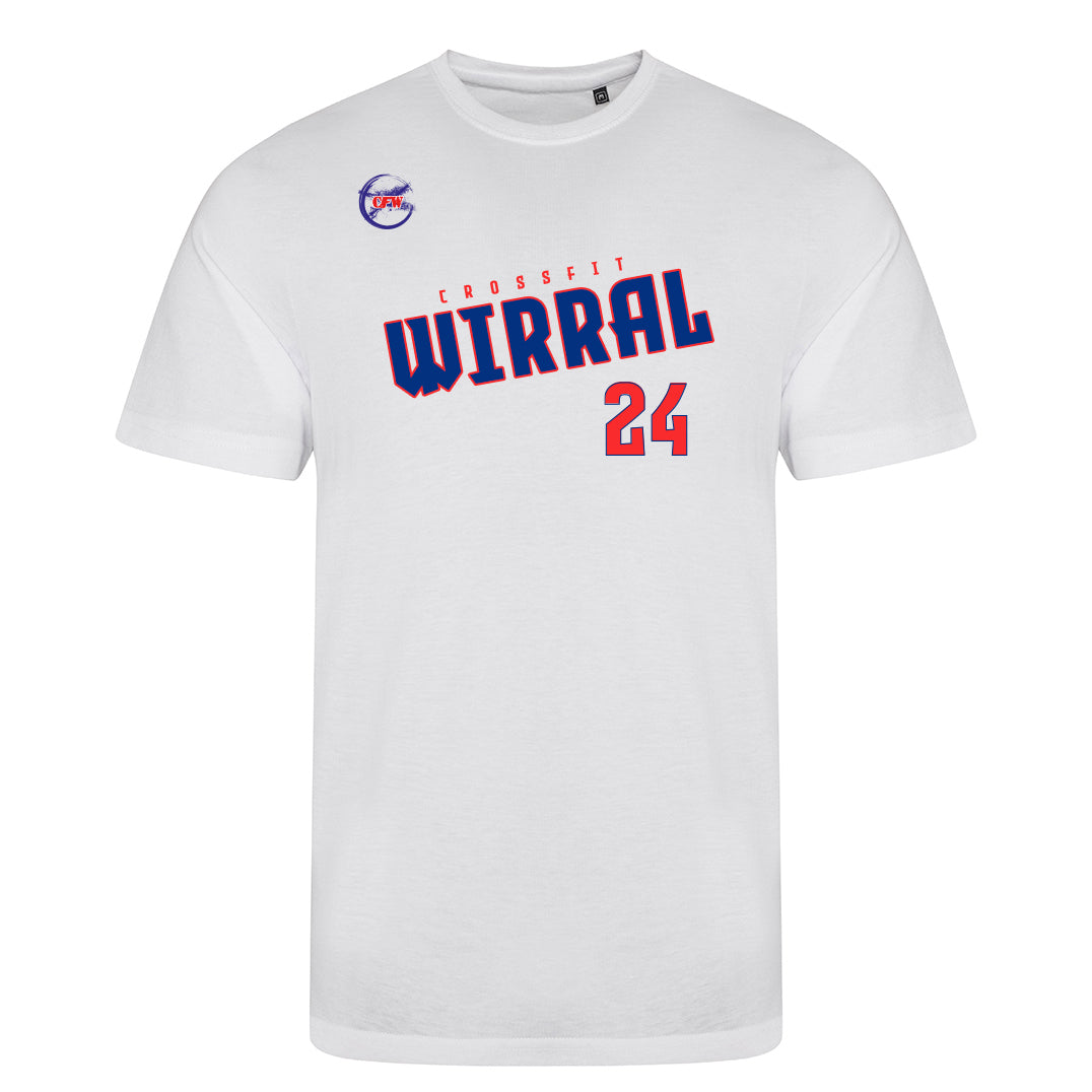 White - Blue / Red Wirral unisex t shirt