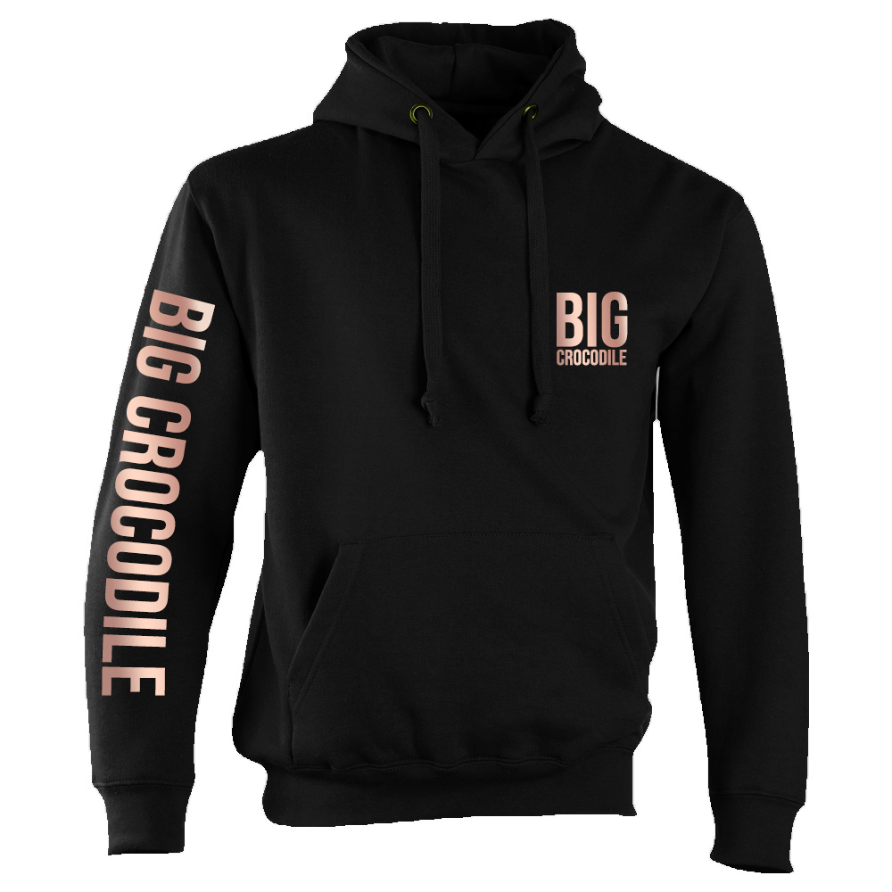 Special Edition Rose Gold Print Hoodie - Black - Big Crocodile